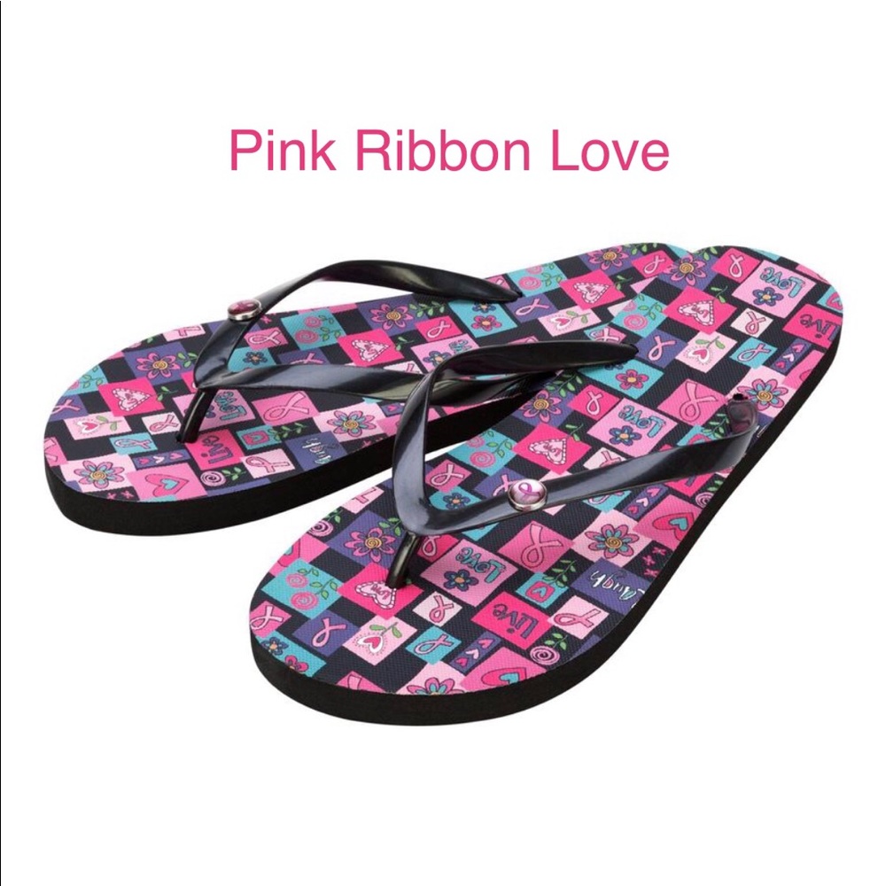 PINK 🎀 RIBBON  “LOVE” flip-flops